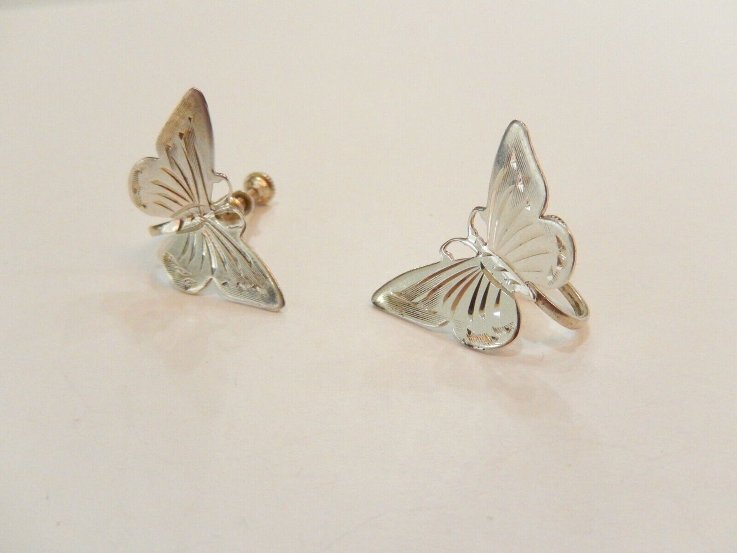 *VINTAGE" Sterling Silver Handmade Screw Back Earrings 1"