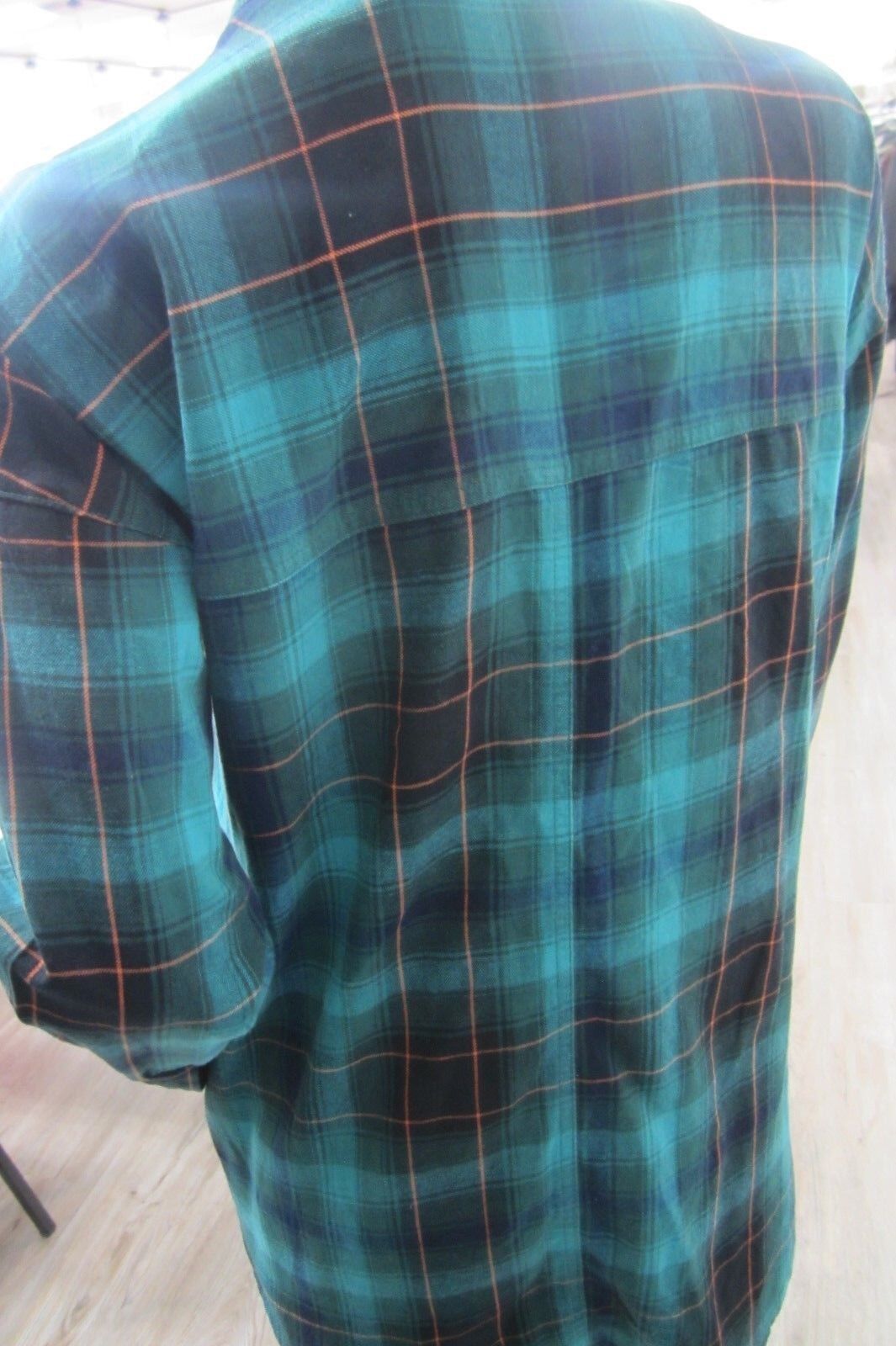 Old Navy Women’s Green Boyfriend Flannel Button Down Shirt Top Size S/P