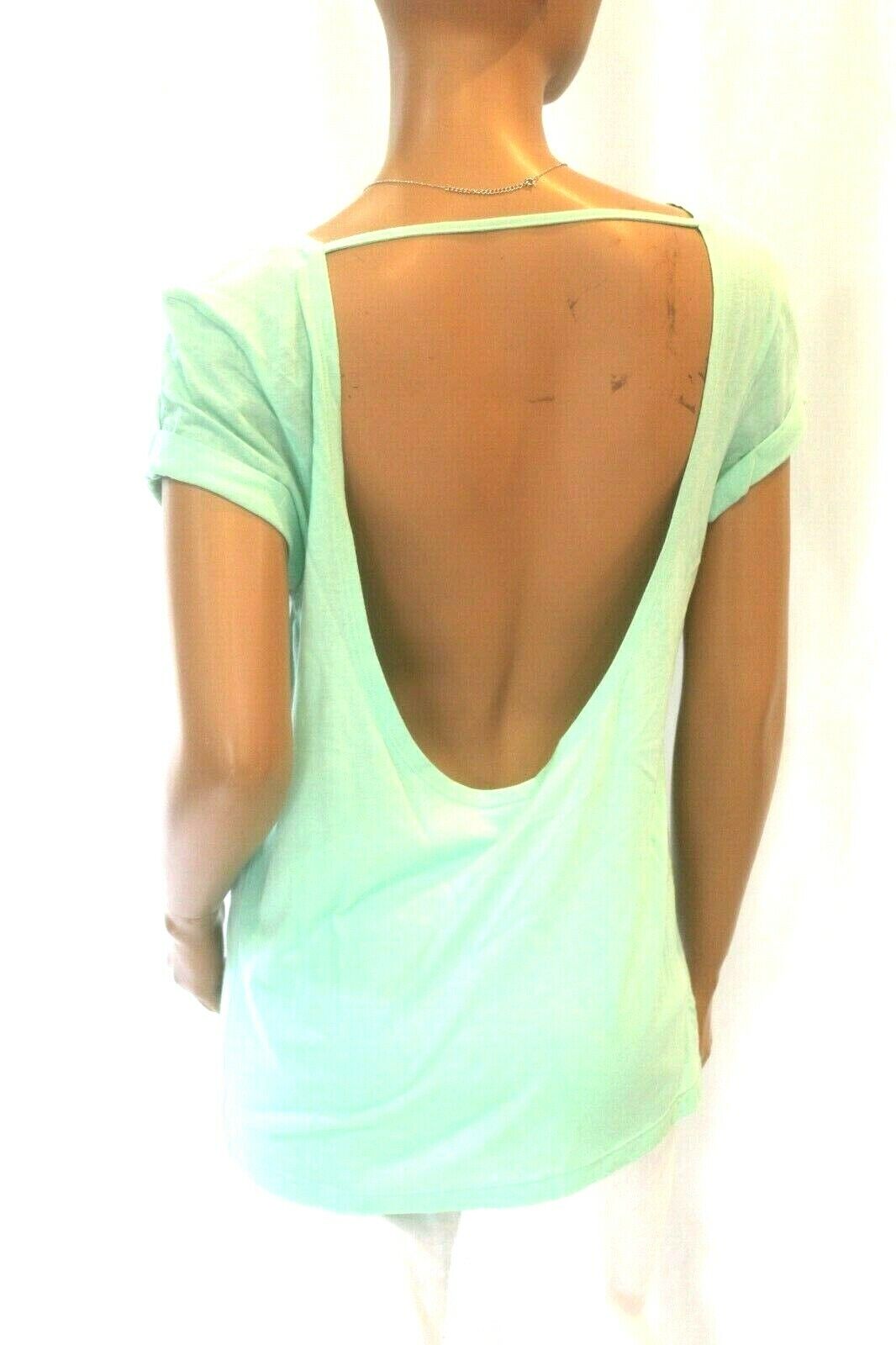 *NEW* Victorias Secret Pink Women's Open Back Sexy Mint Green Cotton Blouse XSIS