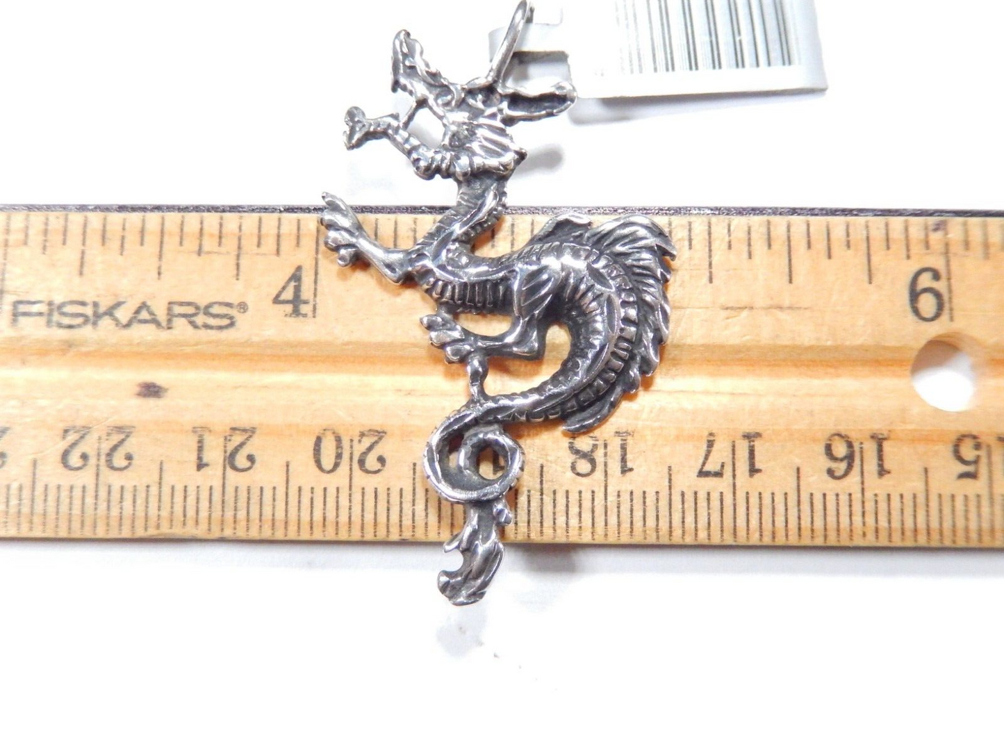 *VINTAGE*  LARGE 925 Sterling Silver 2" Tall Chinese Dragon Design Pendant