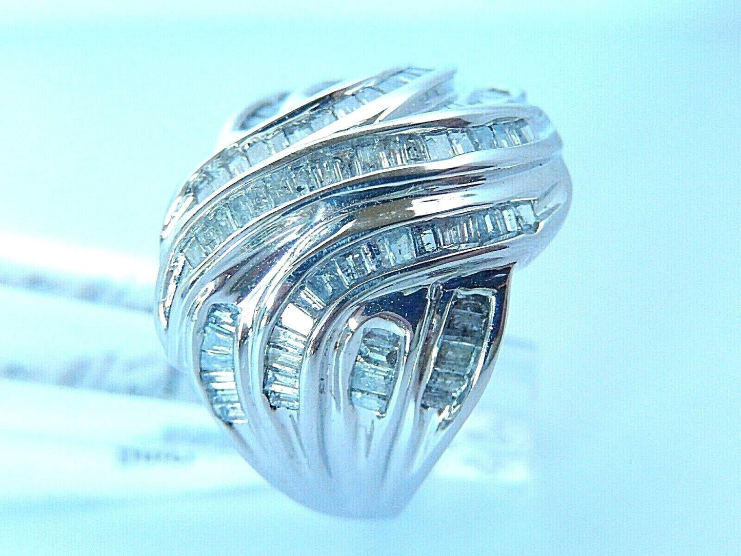 Women's 10K White Gold 1.00 CT Baguette/Round DOME Design Diamond Ring Size 7