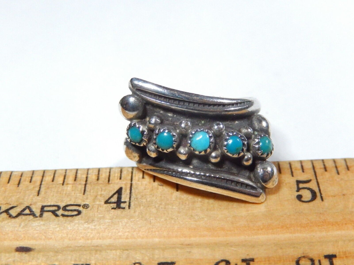 VINTAGE SOUTHWEST  STERLING SILVER NATIVE AMERICAN TURQUOISE RING SZ 7