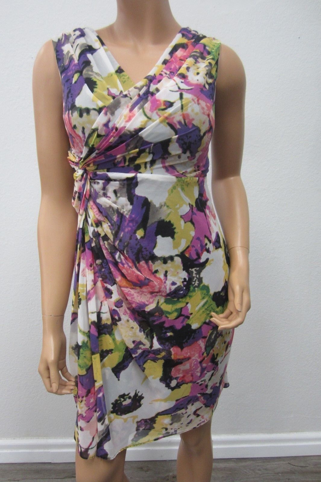 Adrianna Papell - CLASSY- Lined Floral Multicolor Dress Woman Sleeveless Size 4P