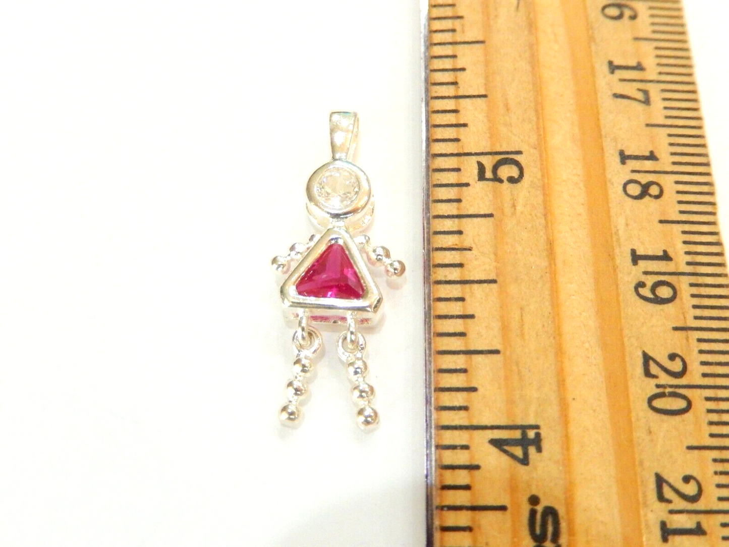 Red July Sterling Silver Birthstone Baby Girl Pendant / Charm