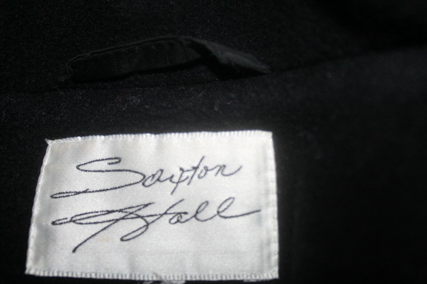*VINTAGE Saxton Hall Overcoat Sz 12 Women's Black Wool / Cashmere & Nylon Lining