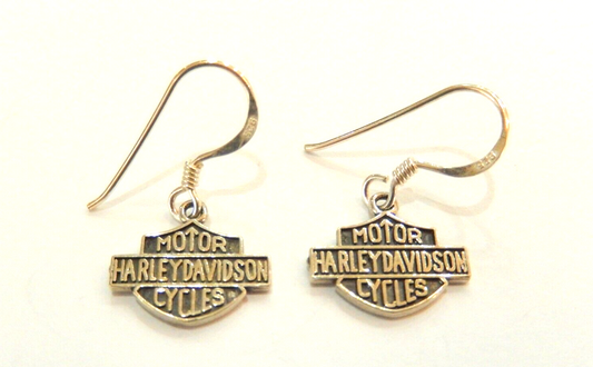 Harley-Davidson Sterling Silver 925 Bar & Shield Hook Earrings