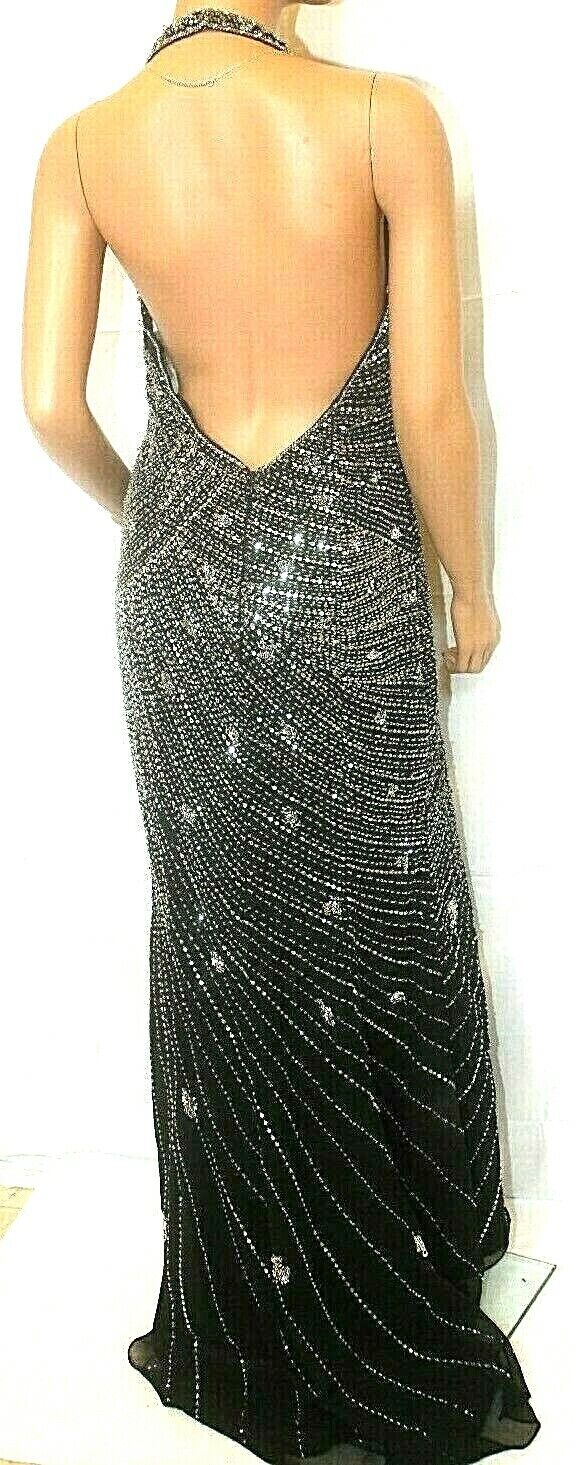 MILANO FORMALS  BLACK With SILVER SEQUIN PARTY FORMAL DRESS Size XL