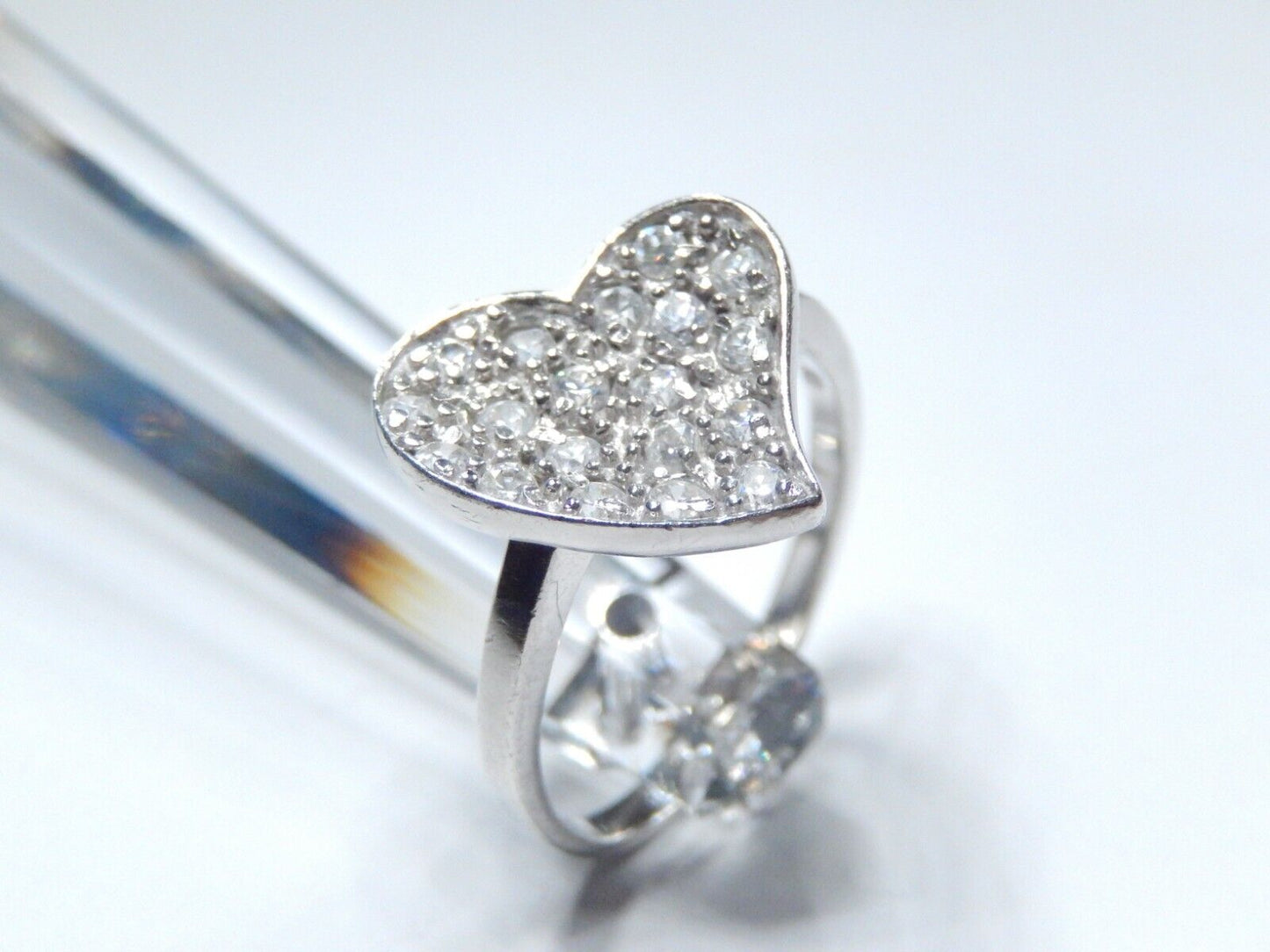 *VINTAGE*  925 Sterling Silver Cubic Zirconia Cluster Heart Ring Size 7