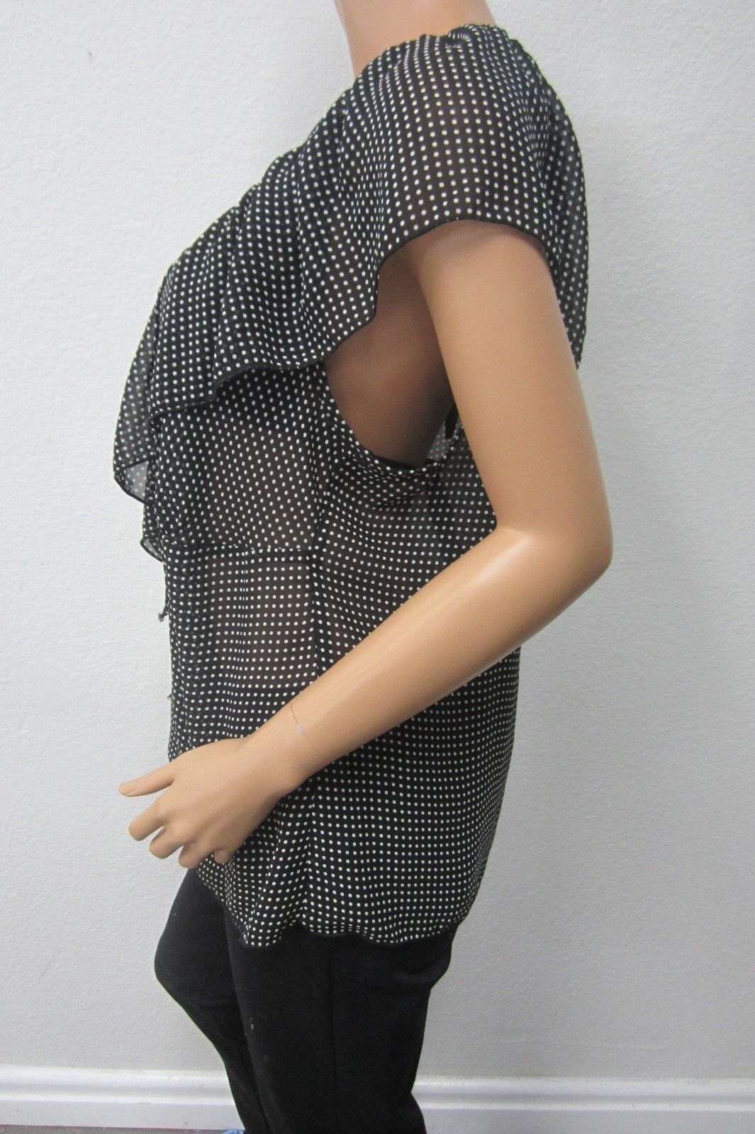 *SUPER CUTE*  LANE BRYANT SIZE 18 BLOUSE WOMEN'S TOP SHEER Black/White Poka Dot