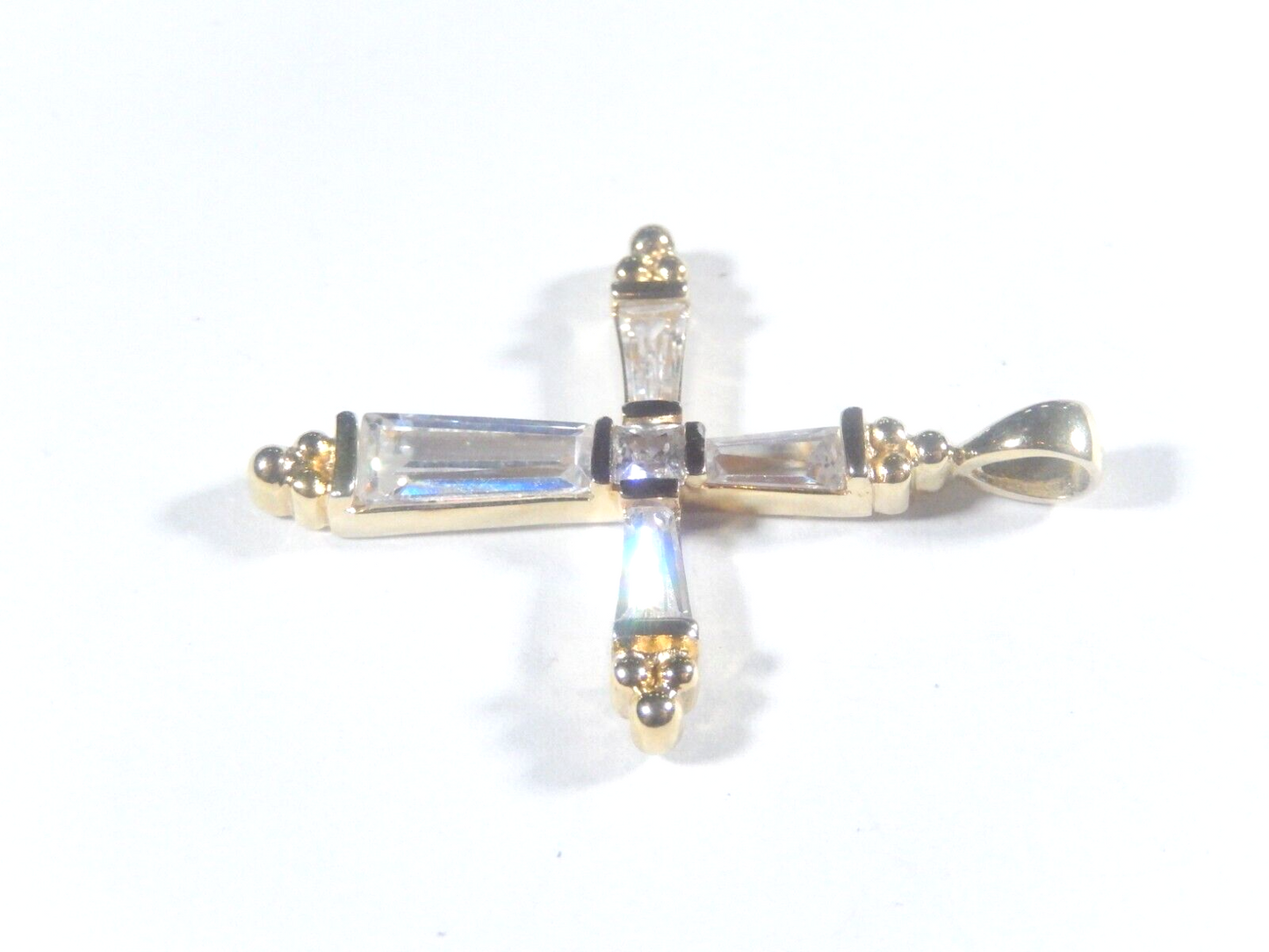 Vermeil Gold Over Sterling 925 Silver Cross CZ Pendant