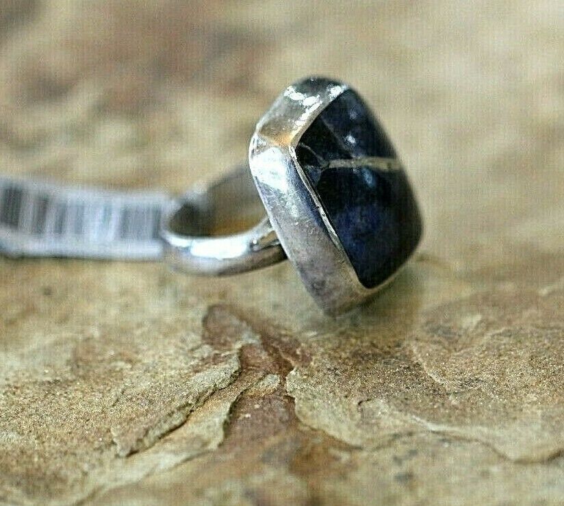 *VINTAGE*  LARGE STERLING SILVER  MEXICO TC-137 LAPIS LAZULI  RING SIZE 8.5