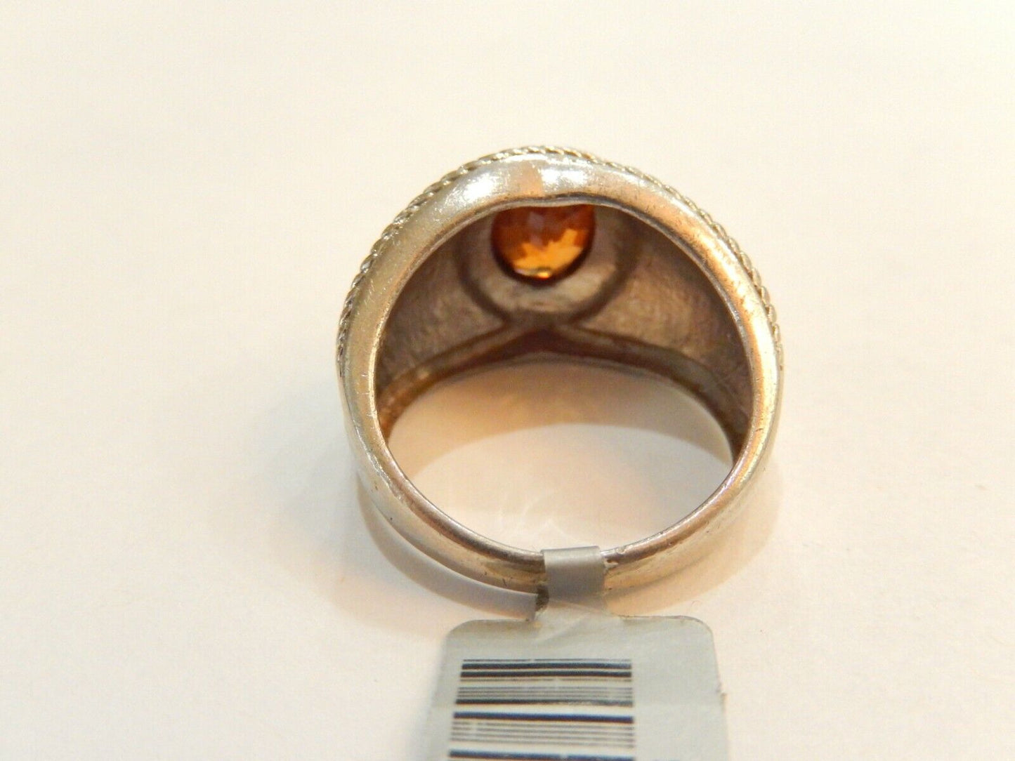 Unisex Solid 925 Sterling Silver  Citrine Oval Gemstone Ring Size 6.5