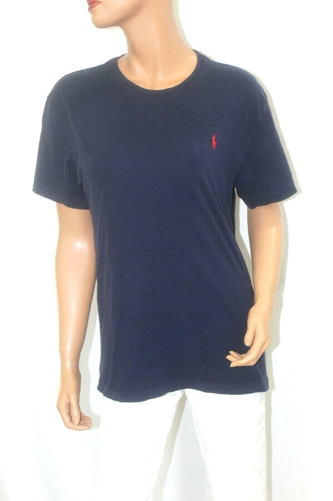 POLO RALPH LAUREN Navy Cotton Crew Neck T-Shirt with Red Horse Logo - Size S