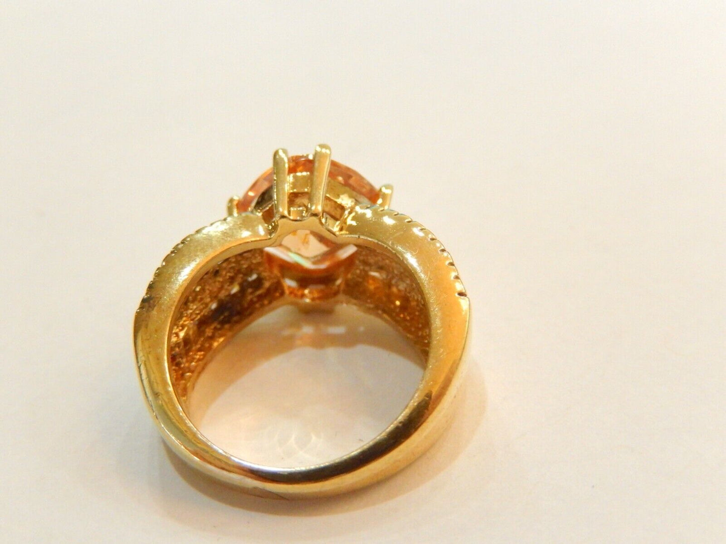 14K Gold Vermeil Sterling 5.00 CT Madeira Citrine & CZ Solitaire Ring Size 5.5