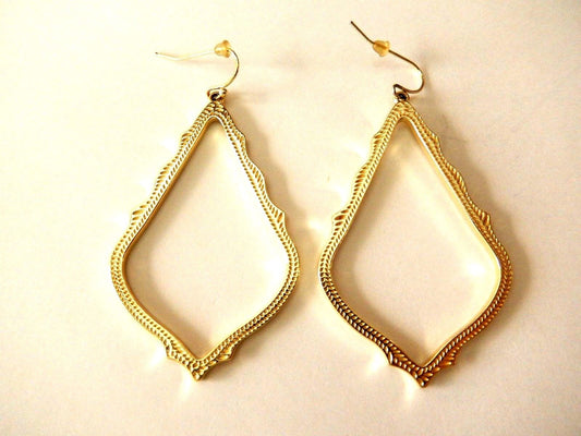 Kendra Scott Signature Sophee Drop Lg Yellow Gold Plated Earrings 2.5"H x 1.5"W