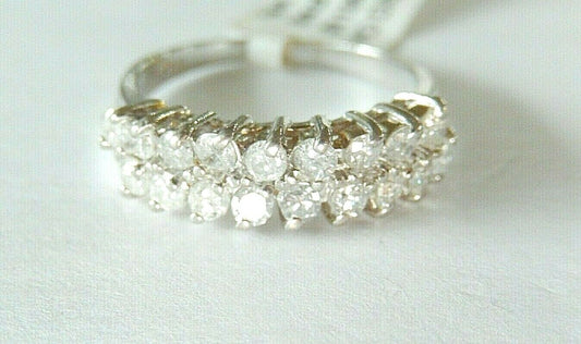 *VINTAGE* Ladies 14K White Gold .75CT Double Row Diamond Band - Ring Sz 6