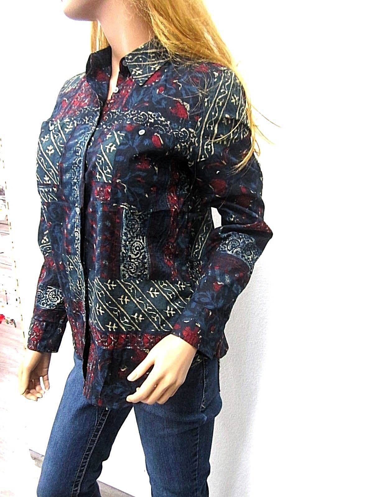 NICE Ralph Lauren Womens Small Design Print Long Sleeve Button Down Shirt Top