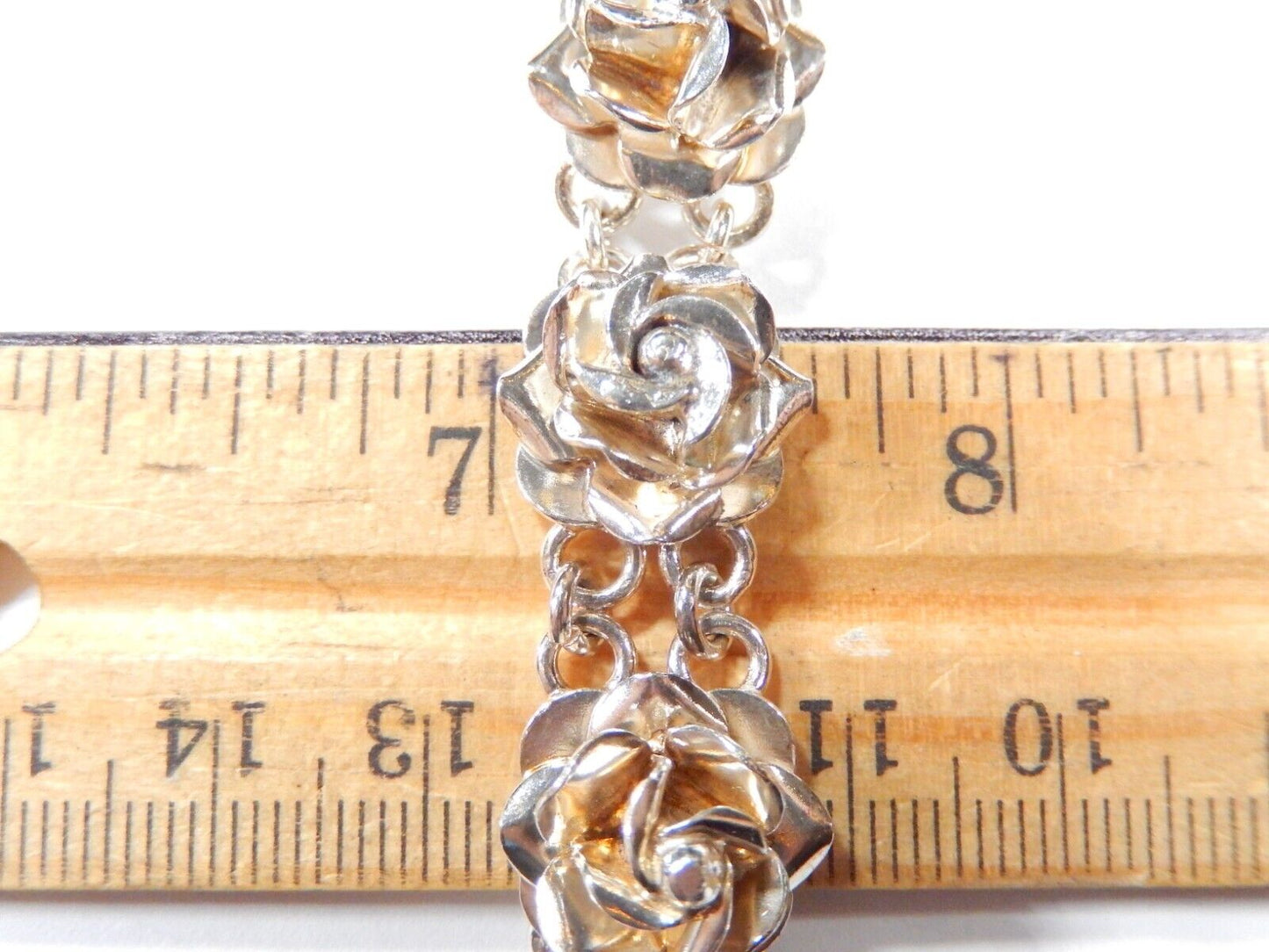 ~VINTAGE~ Taxco Sterling Silver 3D Rose Bracelet Marked TC-18 925 Mexico 7"