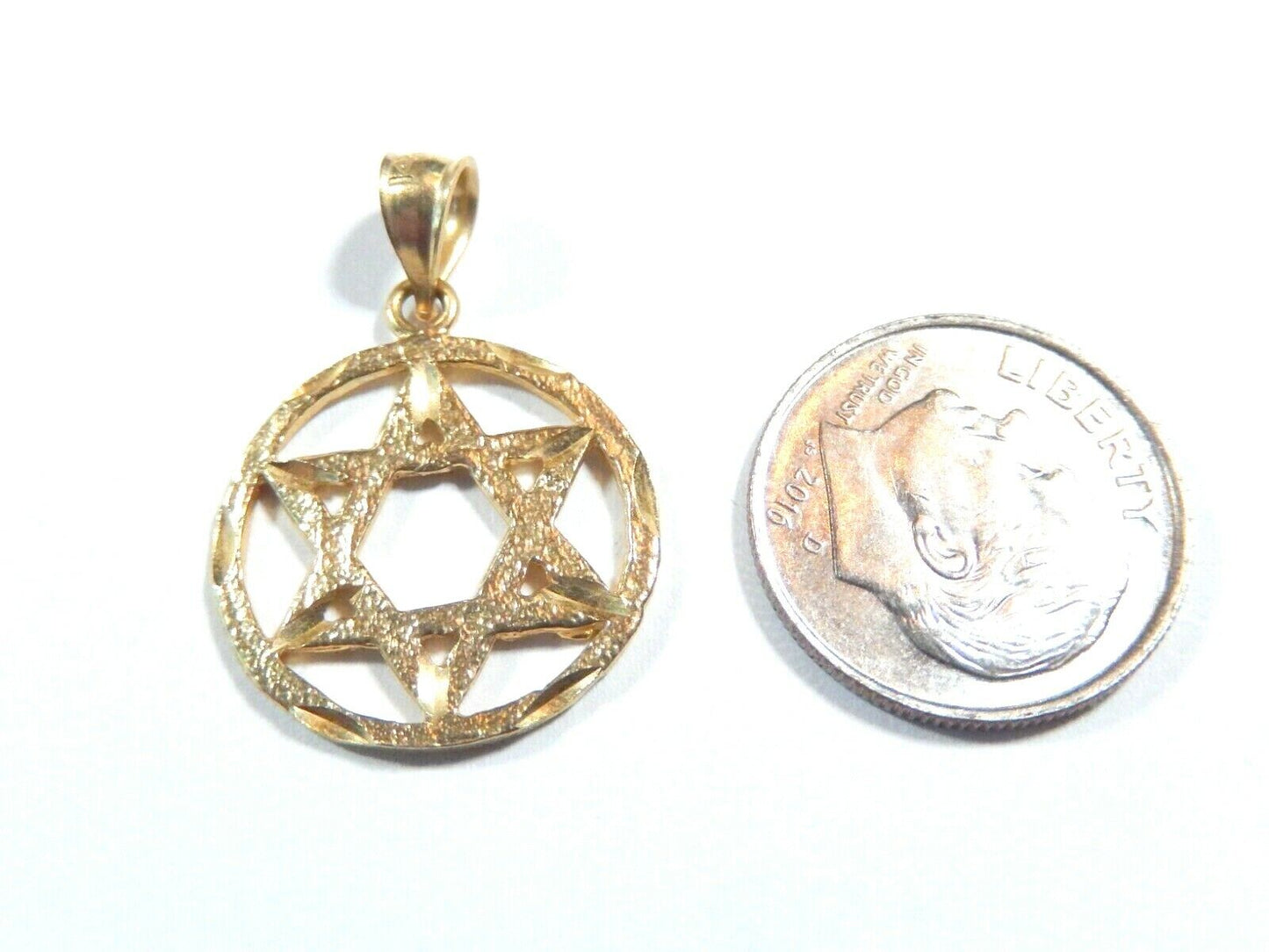 *NEW* 14K Yellow Gold Star of David Charm Pendant For Necklace or Chain - 3/4"