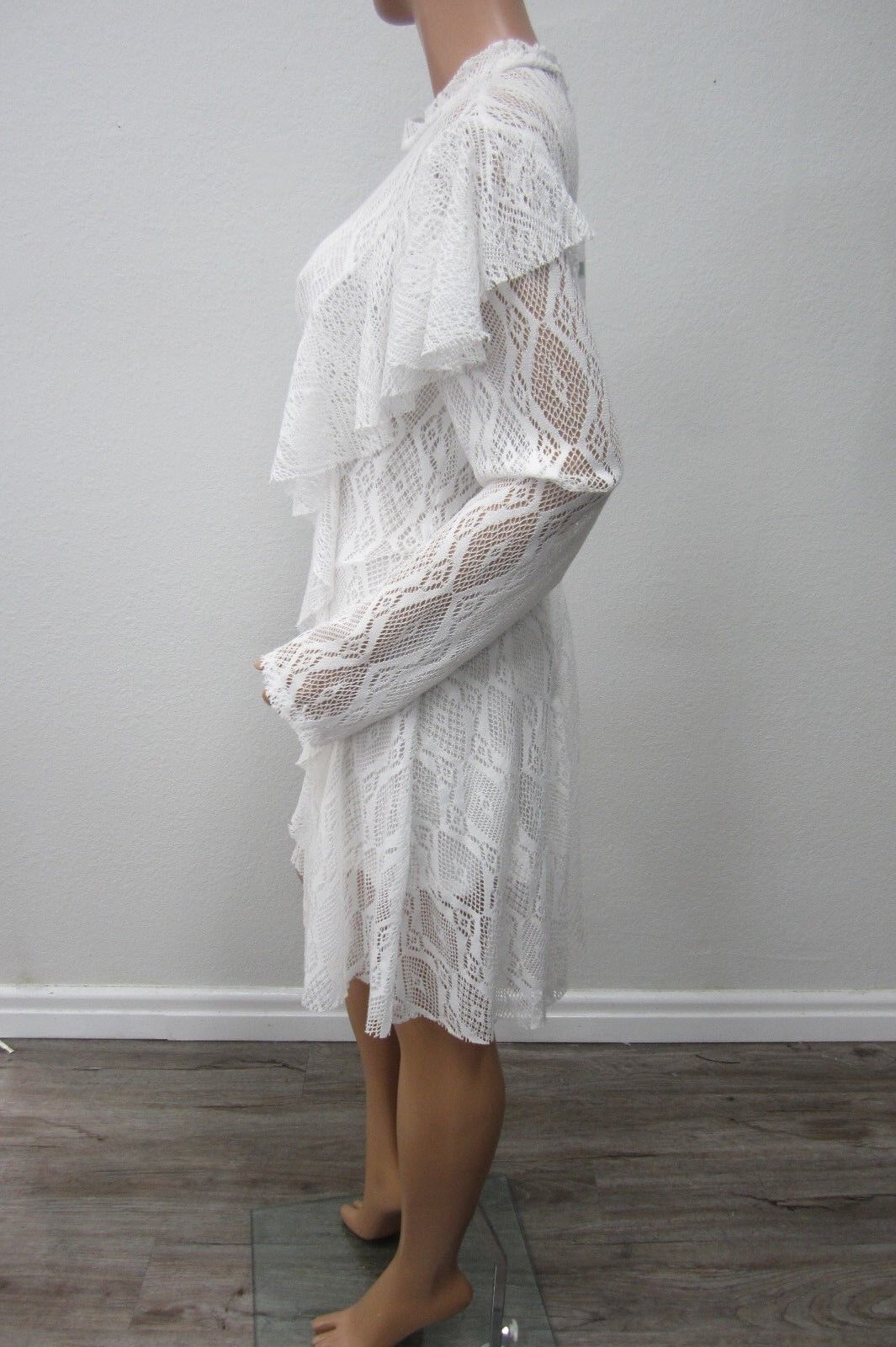 *NWT*$128   FREE PEOPLE LACE DRESS IVORY LACEY Cute Peasant Shabby Chic  Size LG