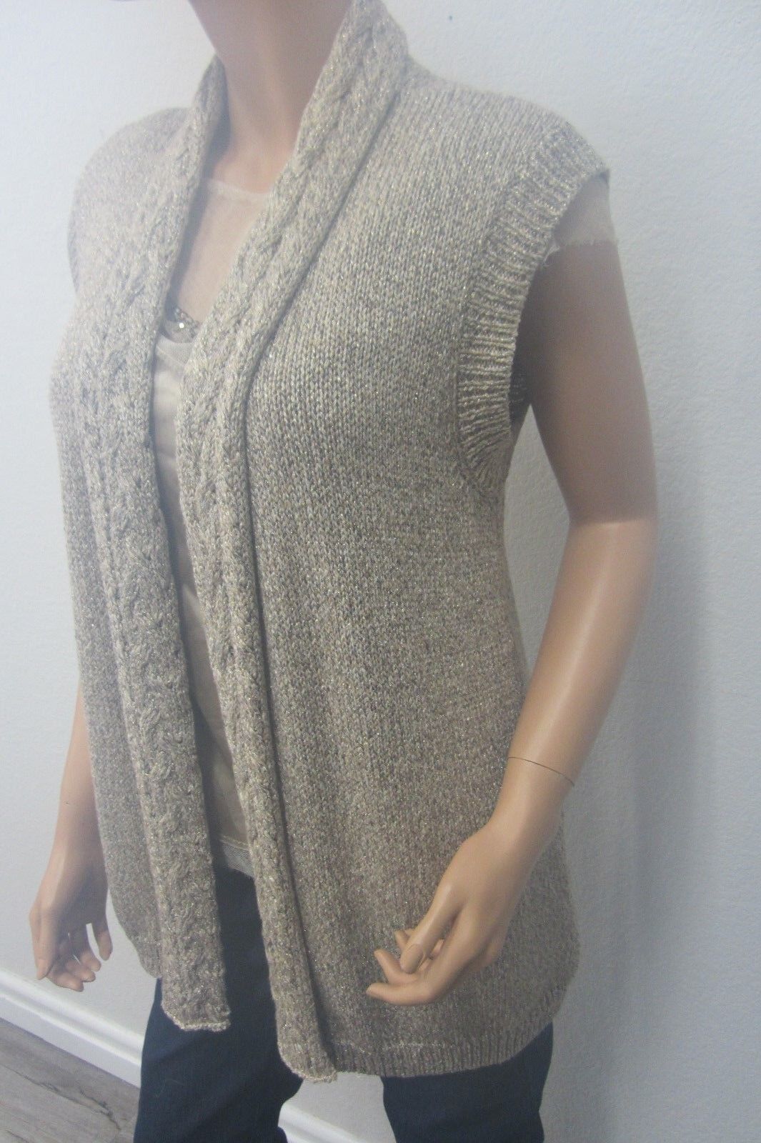 VERY NICE Chico's Open Front Cardigan Sweater Short Sleeve Womens XL (1)