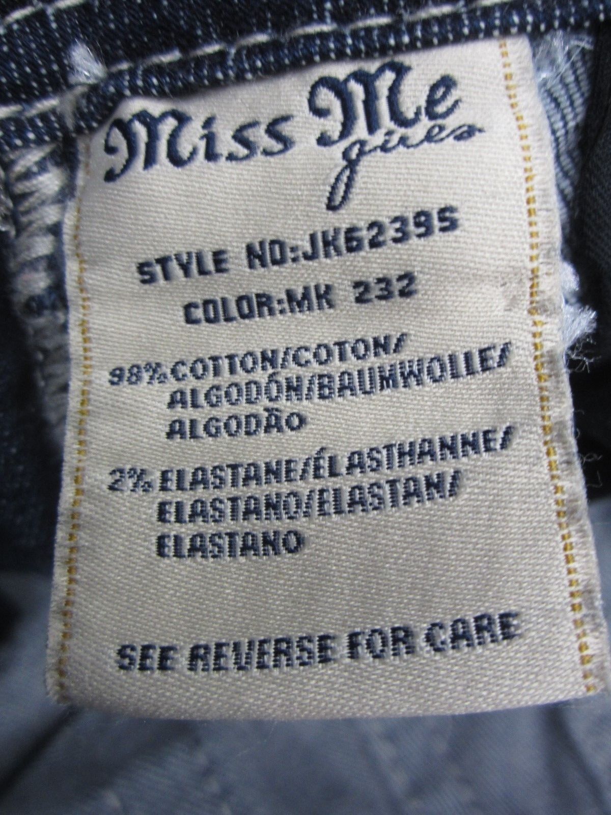 NWOT Miss Me Girls JK623GS Skinny Dark Blue Wash Flap Pocket Size 10 x 27