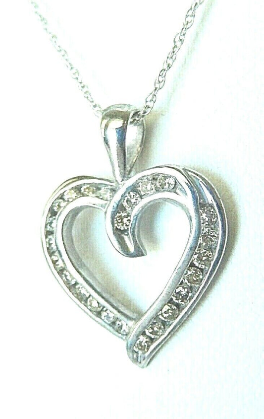 *NWT* ELEGANT 14K WHITE GOLD .50CT DIAMOND HEART PENDANT W/14K CHAIN 18"