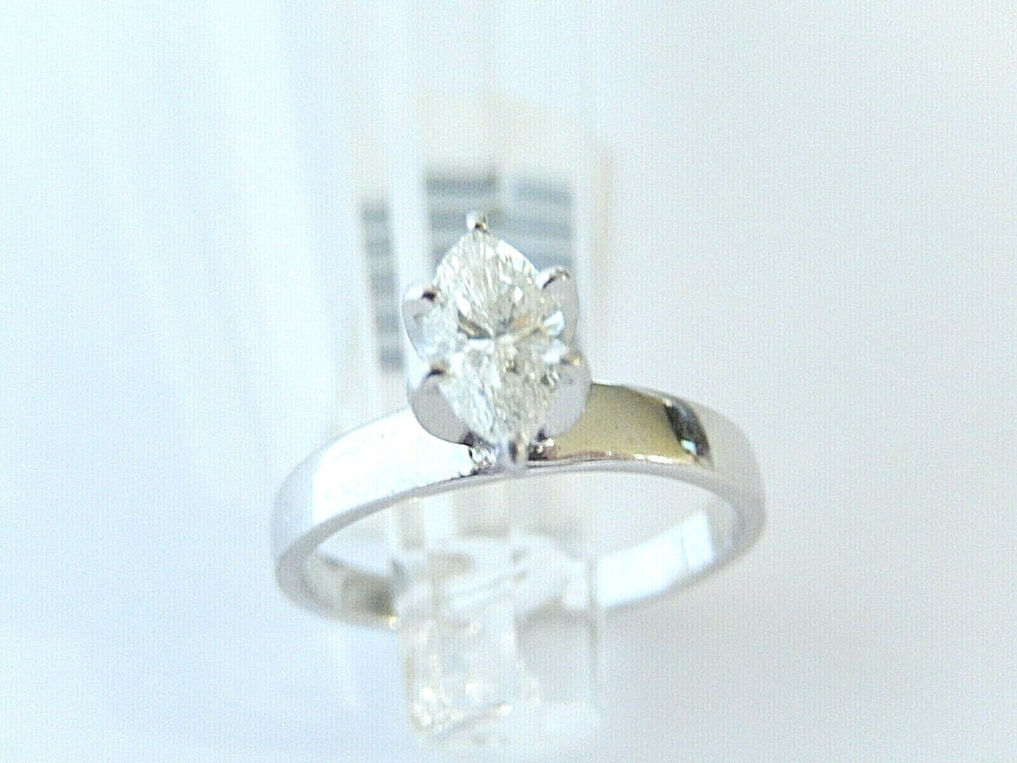 *NWT* 14k White Gold 2/5CT Marquise Natural SI-1 Diamond Engagement Ring Sz 6.5