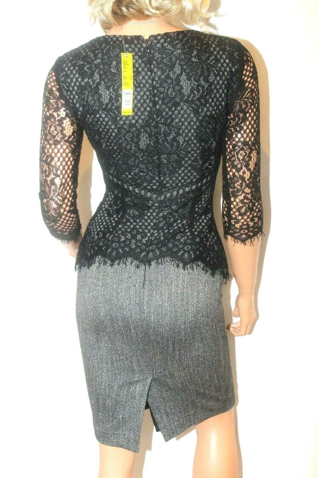 *NWT* $159 Antonio Melani  Crochet Lace 3/4 Sleeve Black  Dress  Sz 0 "CUTE"