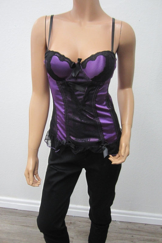 *New*  SEXY Native Intimates Black/Purple Corset Lingerie 34B