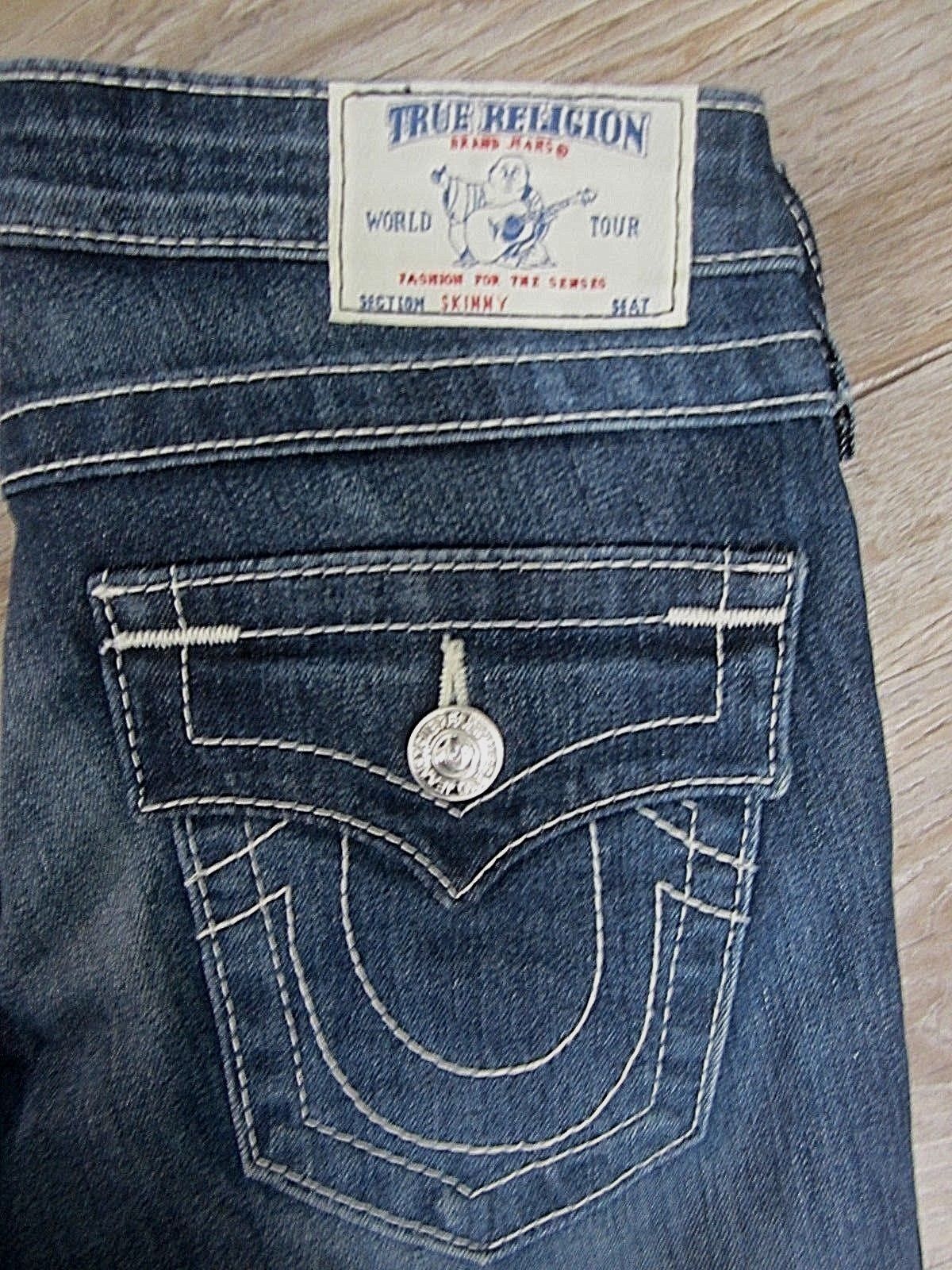 AUTHENTIC NWT True Religion Womens Jeans Skinny Flap Pocket 25 X 31 Medium Dark