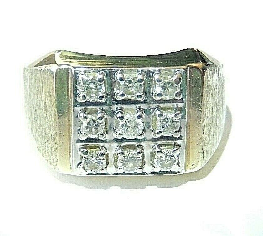 *Vintage* 14K Yellow Gold Ring .50CT TW  9 Natural Diamonds Size 9.75