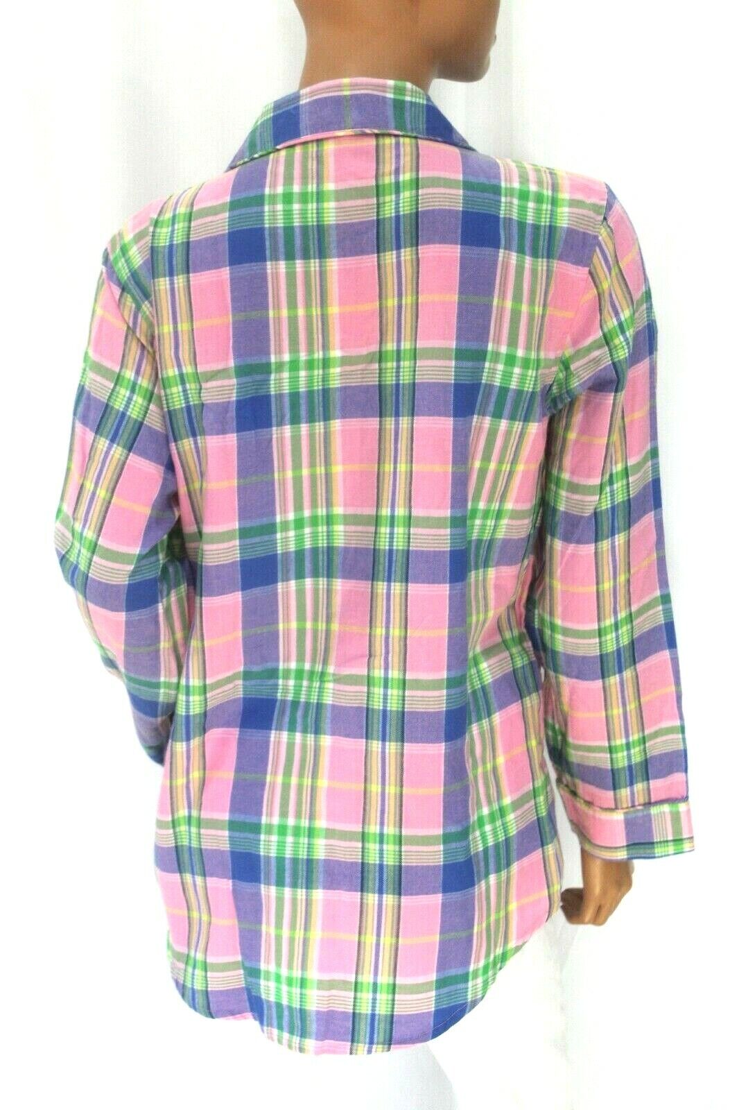 Ralph Lauren Women's Green Label Button Down Long Sleeve Plaid Pajama Top Large