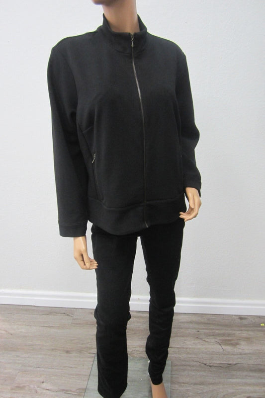 Christina Hope Women's Black  Americana Girl  Polyester Front Zip Jacket Sz Med