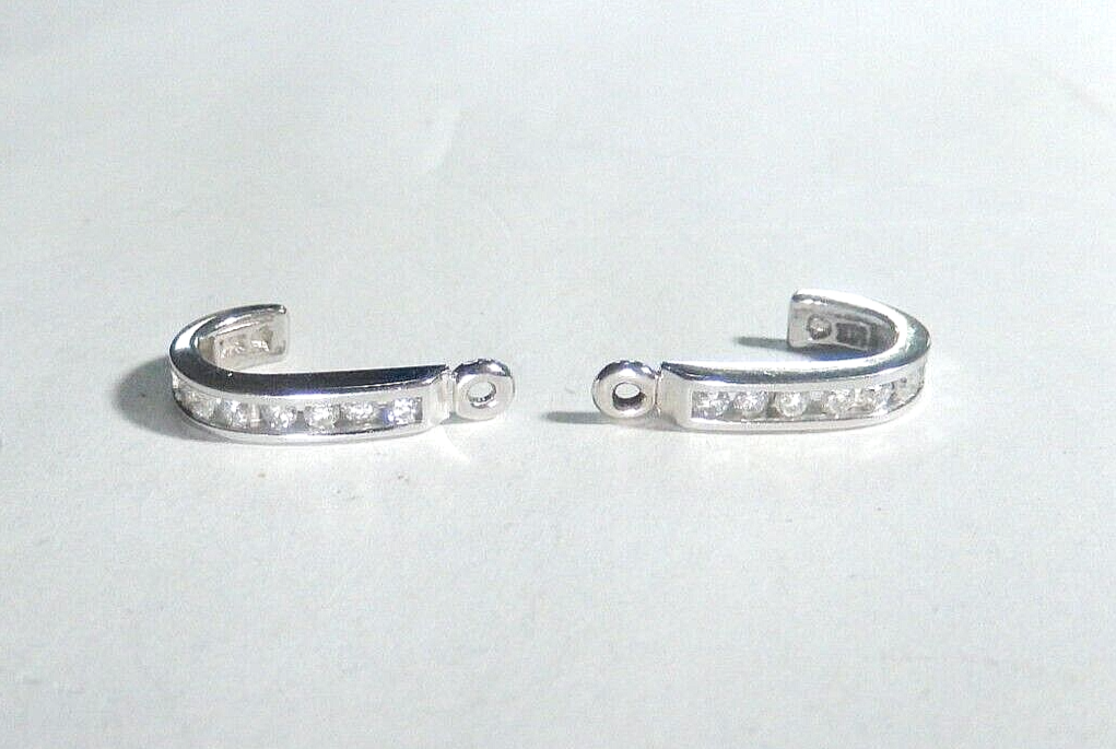 *VINTAGE* 14K White Gold .40CT Natural VS Diamond J-Hoop Earring Jackets