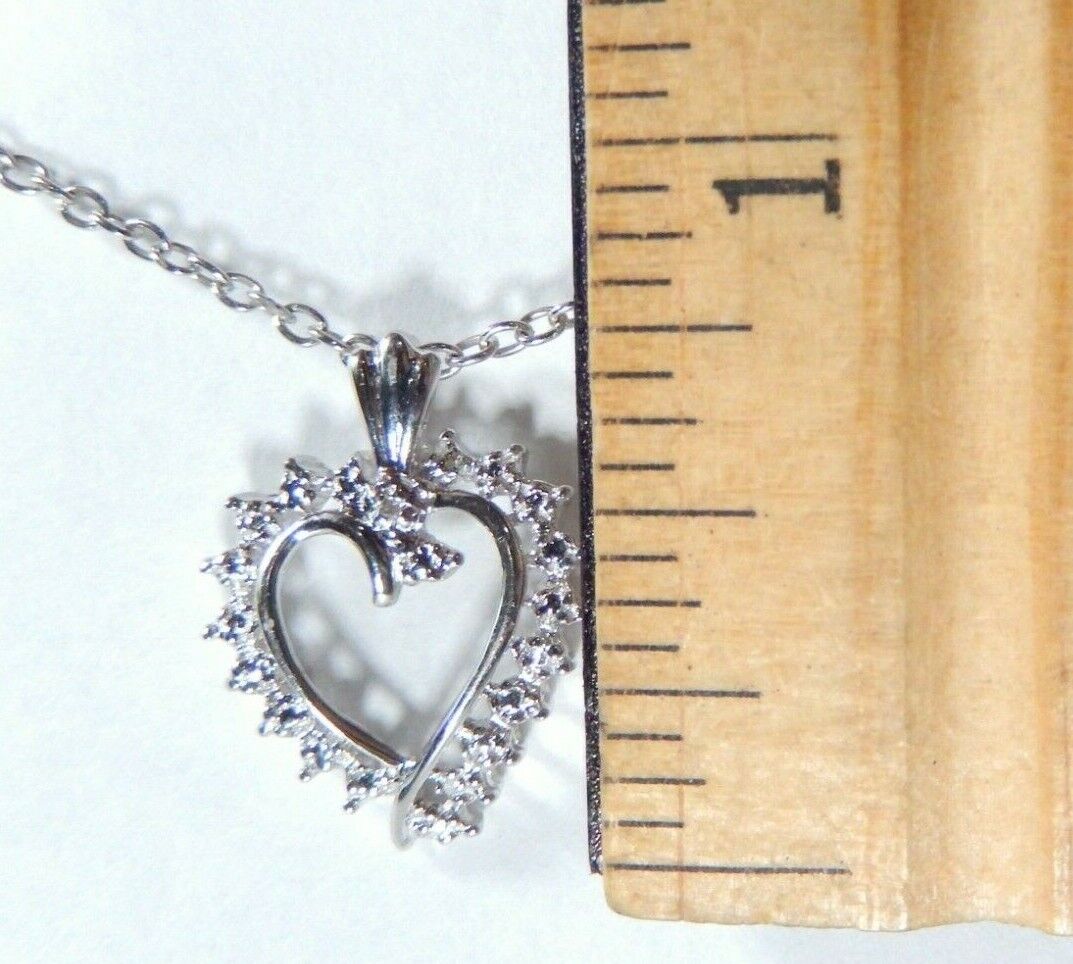 *NWT*  10k White Gold  Diamond Heart Pendant with 18" Chain