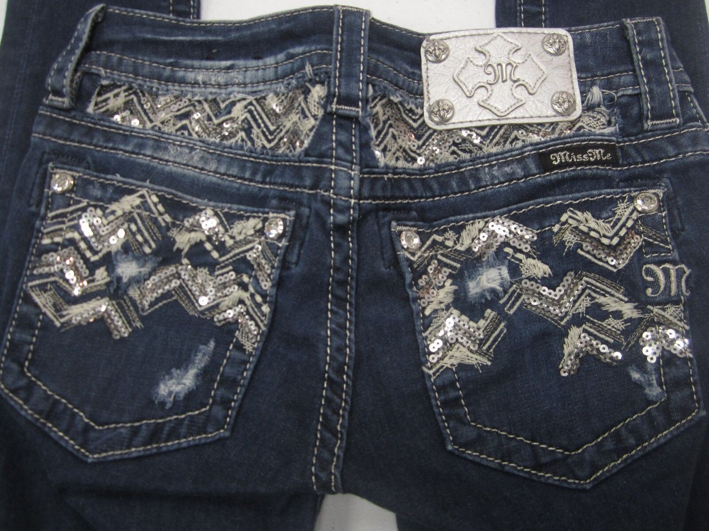 NWOT MISS ME Signature SKINNY Jeans Embellish BLING Size 25 x 33