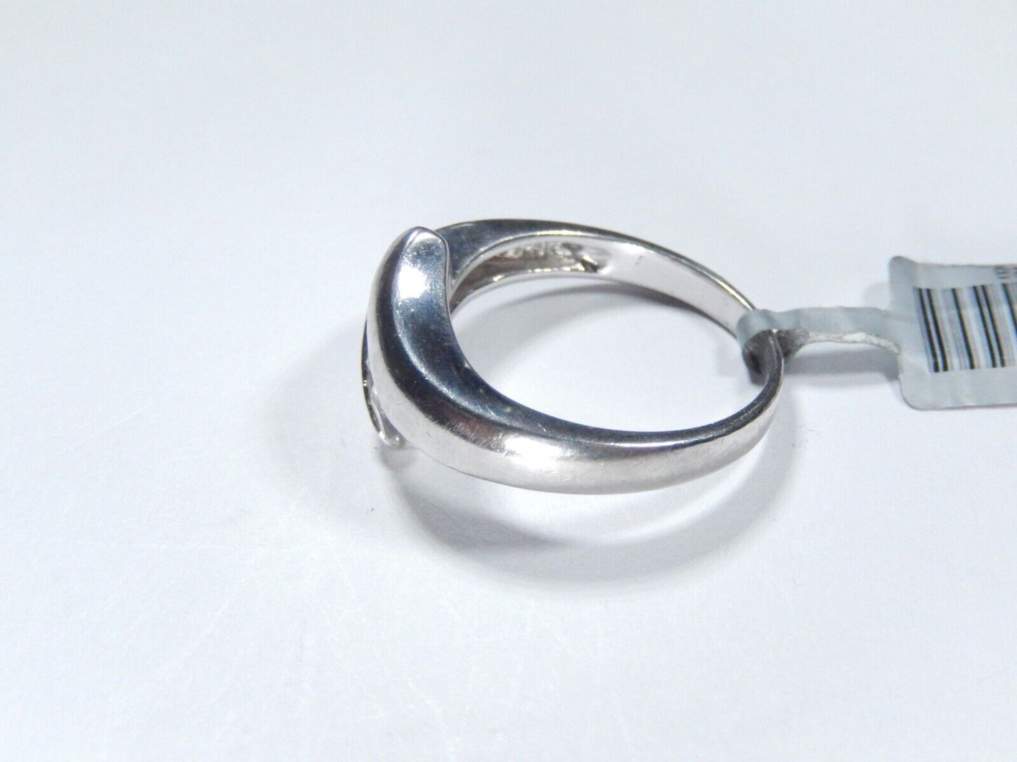 *VINTAGE*  Sterling Silver .75CT CZ Band Bypass Crossover Ring Size 8