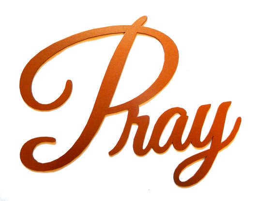 ~NEW~ LARGE - 14ga. "PRAY" Copper Color Metal Wall Art - 15" x 12"