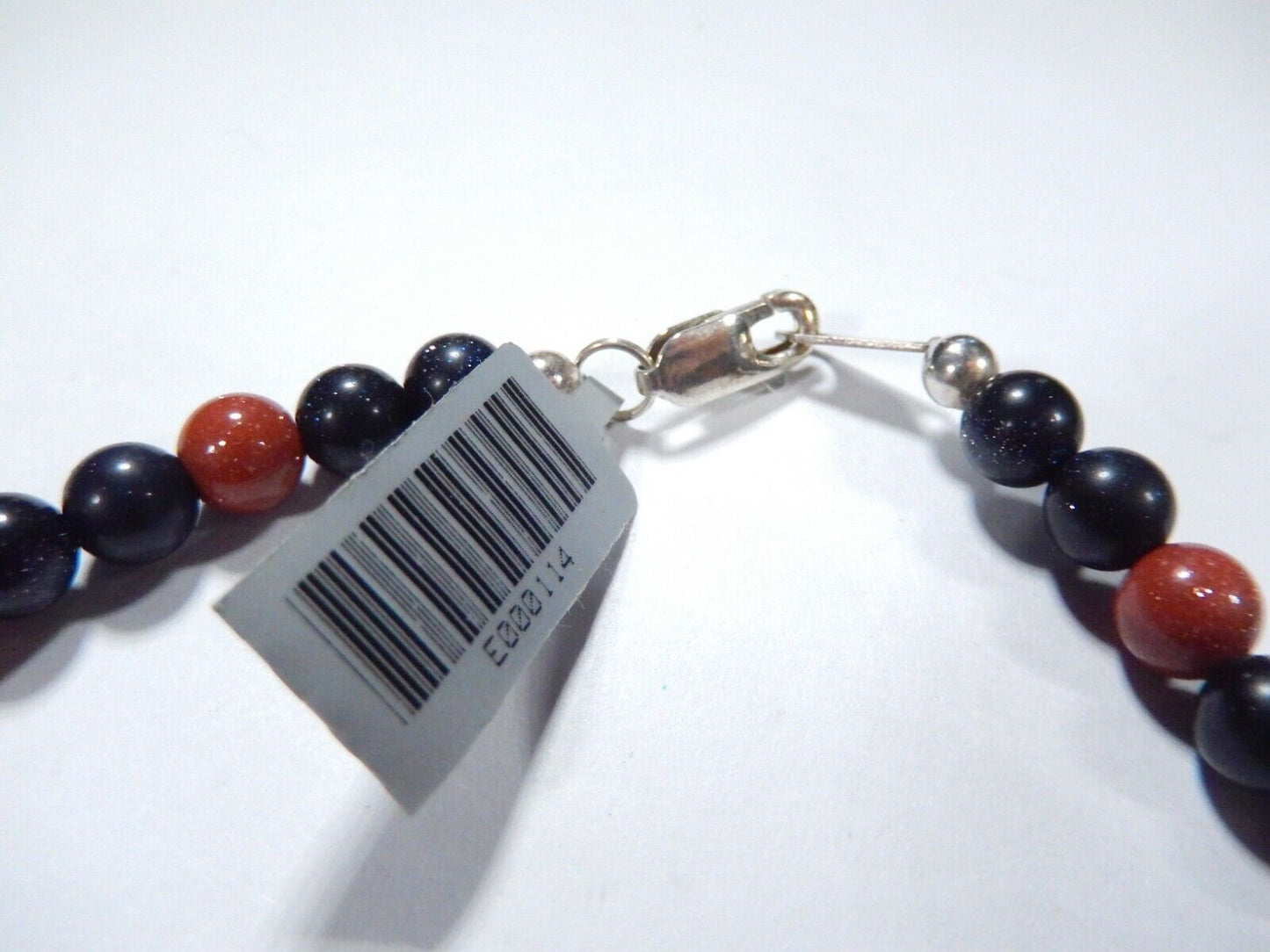 *VINTAGE*   16" Goldstone Bead Necklace With Sterling Silver Pendant & Clasp