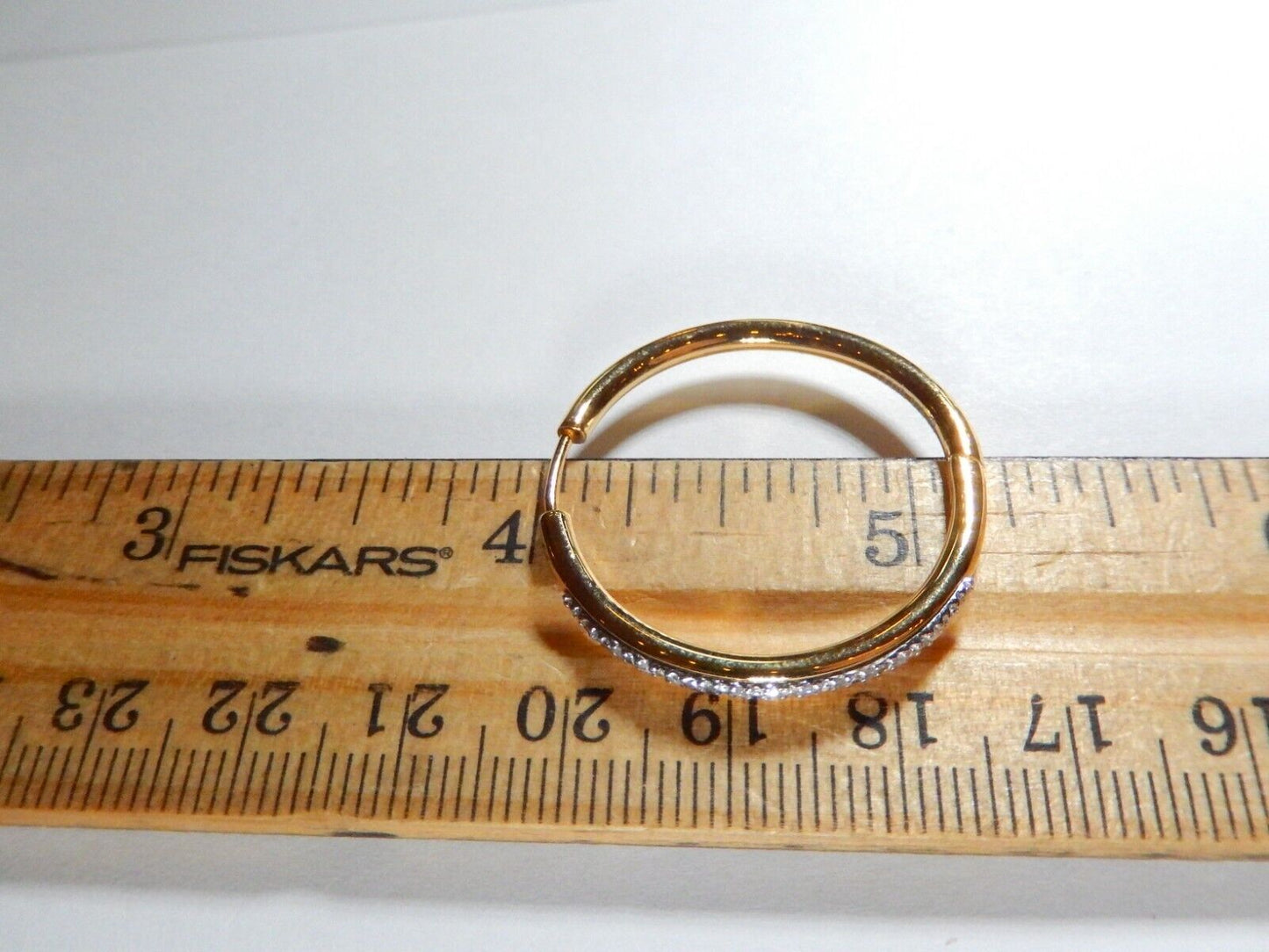 *NEW*  Yellow Gold 925 Vermeil  .33CT - 30 Diamond  32mm Round Hoop Earrings