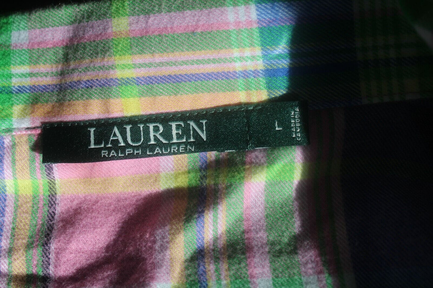 Ralph Lauren Women's Green Label Button Down Long Sleeve Plaid Pajama Top Large