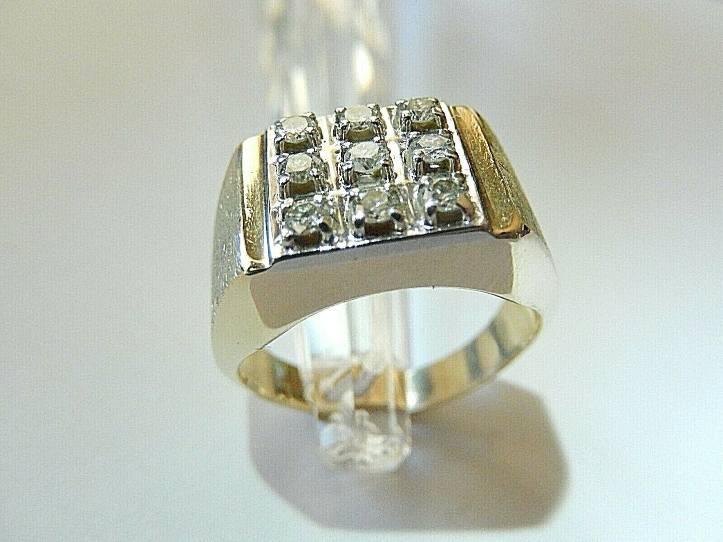 *Vintage* 14K Yellow Gold Ring .50CT TW  9 Natural Diamonds Size 9.75