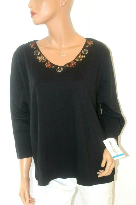 *NWT* $46. Alfred Dunner Women's Urban Jungle Beaded & Embroidered  Blouse Sz XL