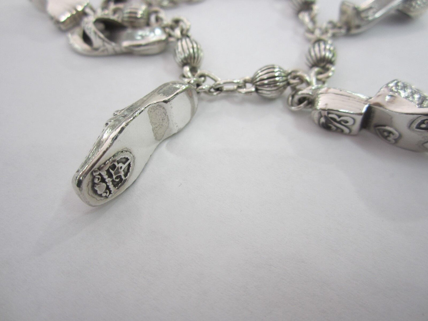 RETIRED Brighton Six SHOE Charms Silvertone Bracelet NICE