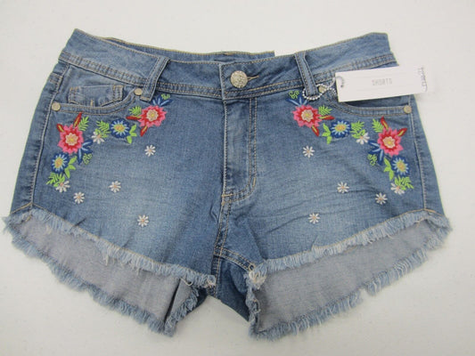 NWT Girls Rue 21 Flower Cute Cutoff Denim Shorties Shorts Size 7/8