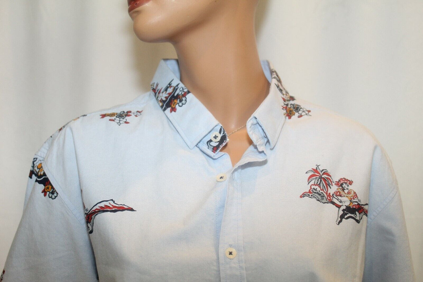 *NWT* $69. 7 Diamonds High QualityMens Blue Hawaiian Short Sleeve Shirt Size XXL