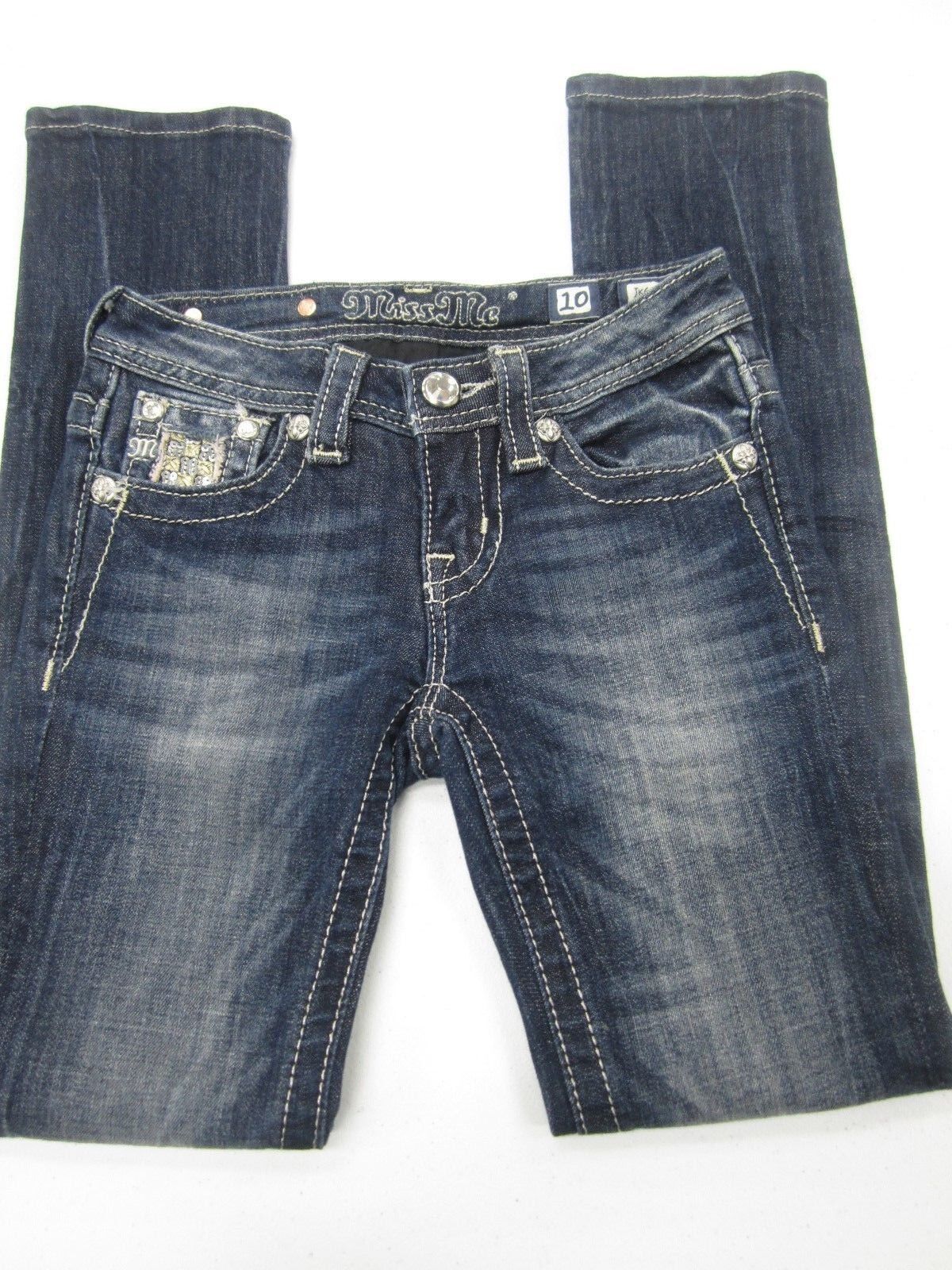 NWOT Miss Me Girls JK623GS Skinny Dark Blue Wash Flap Pocket Size 10 x 27