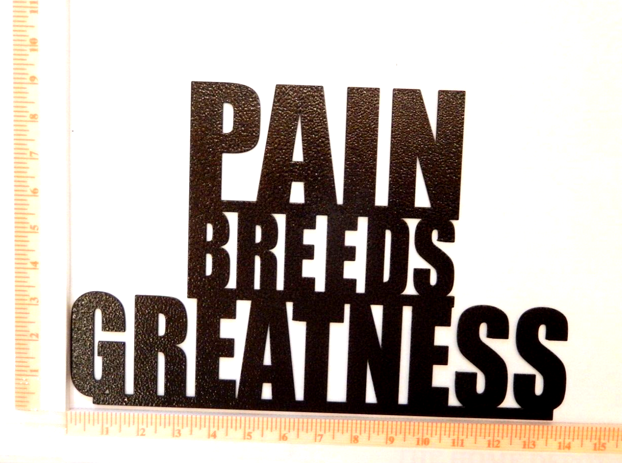 ~NEW~  14ga. "PAIN BREEDS GREATNESS"  Copper Brown Colored Metal Wall Art 12"x9"