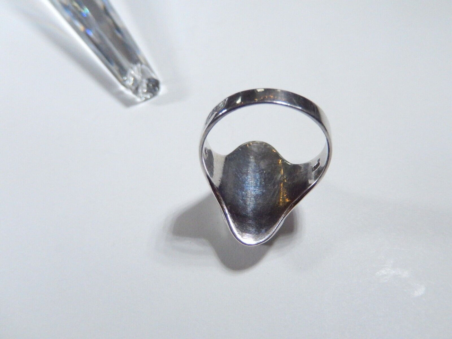 925 Sterling Silver Vintage Real Black Onyx Gem Oval Ring Size 7.25